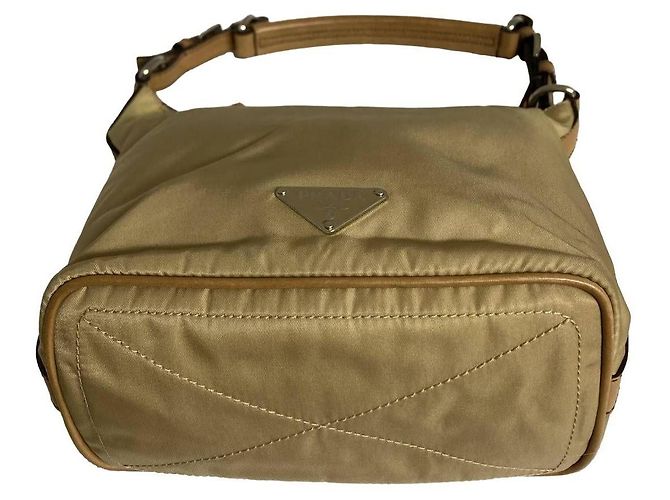 Borsa Prada in nylon beige crema Crudo - vista 5