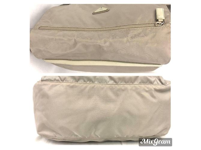 Borsa a spalla Prada in nylon grigio argento - vista 4