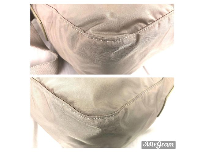 Borsa a spalla Prada in nylon grigio argento - vista 7