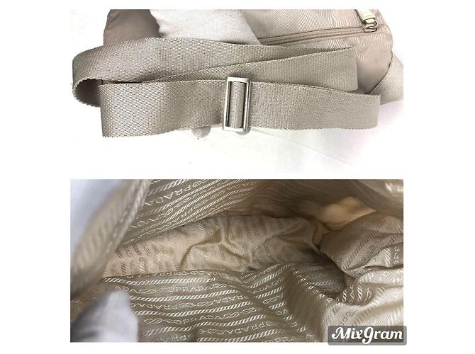 Borsa a spalla Prada in nylon grigio argento - vista 8