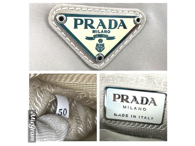 Borsa a spalla Prada in nylon grigio argento - vista 9