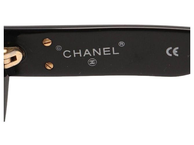 Occhiali da sole Chanel neri e dorati in plastica Nero D'oro - vista 4