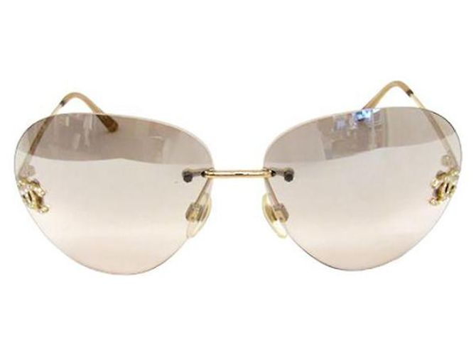 Occhiali da sole Chanel Aviator Dorati Strass Plastica D'oro - vista 2