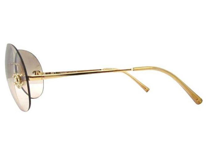 Occhiali da sole Chanel Aviator Dorati Strass Plastica D'oro - vista 3