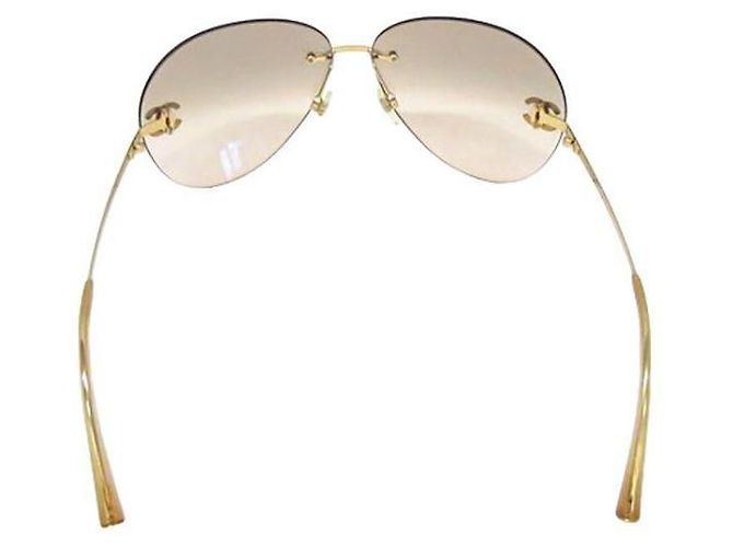 Occhiali da sole Chanel Aviator Dorati Strass Plastica D'oro - vista 4