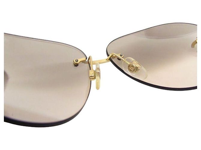 Occhiali da sole Chanel Aviator Dorati Strass Plastica D'oro - vista 7