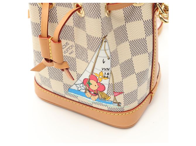 Sac à main Louis Vuitton Nano Noe Damier Azur N40511 Blanc - vue 5