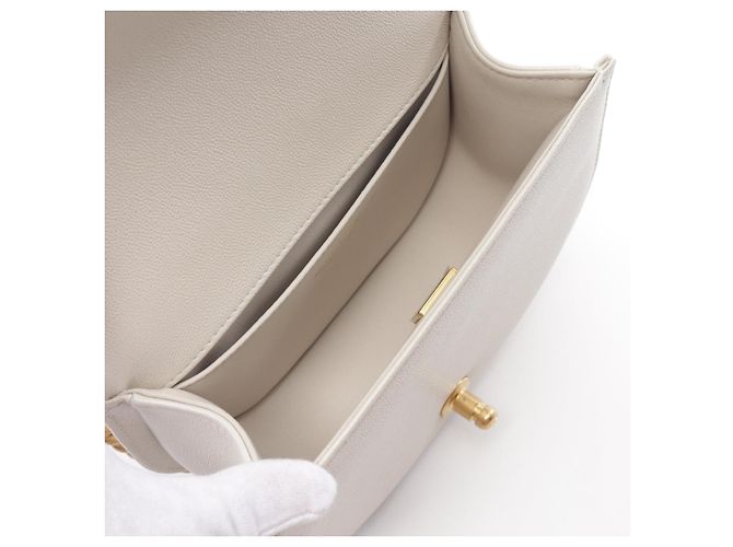 Chanel Boy Leather Shoulder Bag White - view 3