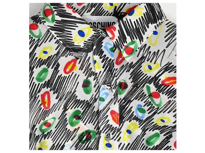 Abito camicia in seta multicolore con stampa graffiti Moschino Couture - vista 4