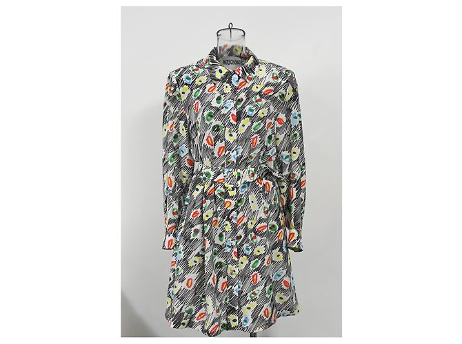 Abito camicia in seta multicolore con stampa graffiti Moschino Couture - vista 6