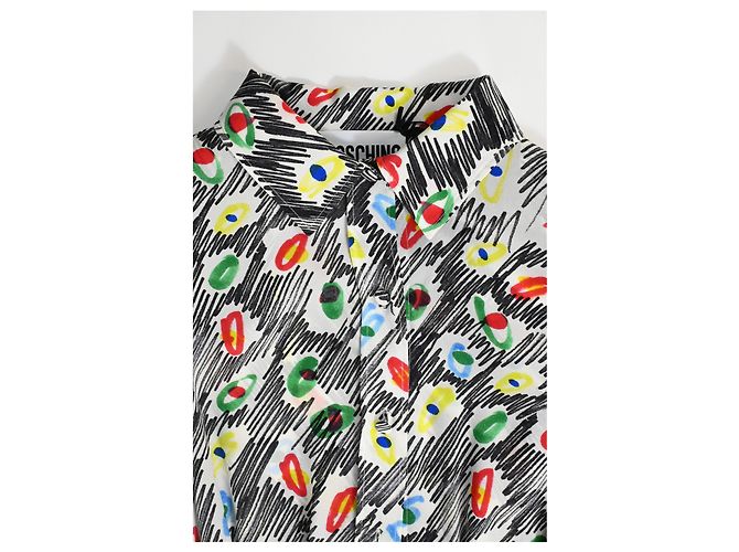 Abito camicia in seta multicolore con stampa graffiti Moschino Couture - vista 9