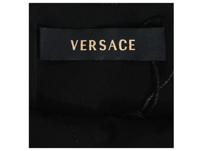 Abito nero in poliestere con scollatura a V, lunghezza ginocchio di Versace - vista 4
