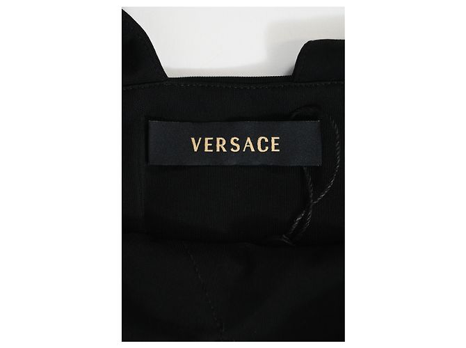Abito nero in poliestere con scollatura a V, lunghezza ginocchio di Versace - vista 9