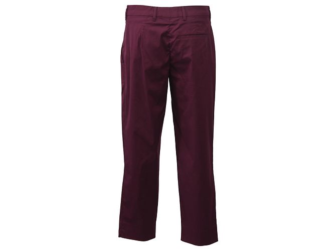 Pantalones rectos Miu Miu en algodón burdeos Roja - vista 3