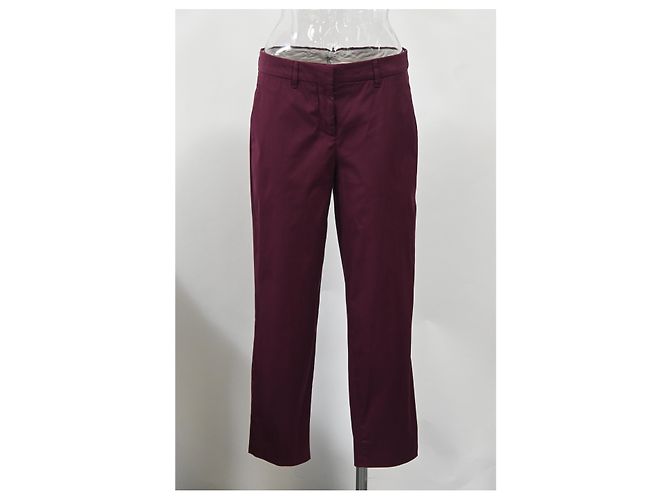 Pantalones rectos Miu Miu en algodón burdeos Roja - vista 5