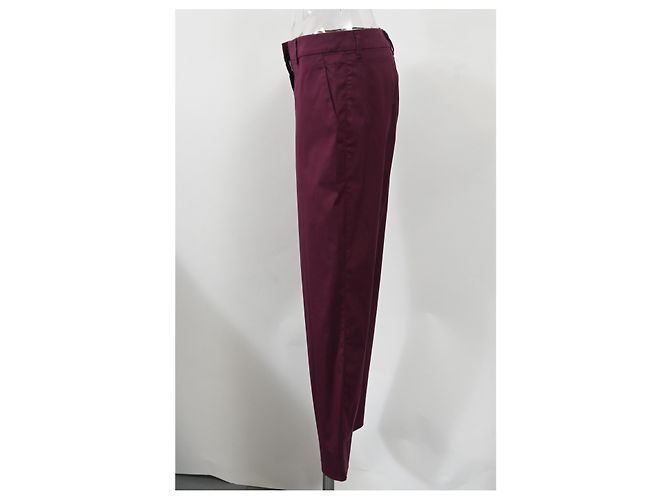 Pantalones rectos Miu Miu en algodón burdeos Roja - vista 6