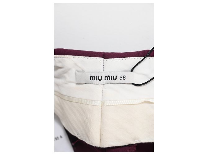 Pantalones rectos Miu Miu en algodón burdeos Roja - vista 8