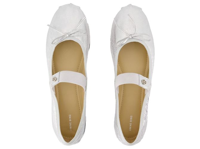 Schöne flache Schuhe - ANINE BING - Leder - Silber - Ansicht 4
