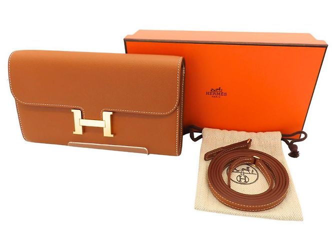 Hermès Portafoglio lungo Evercolor Constance To Go di Hermes D'oro - vista 14