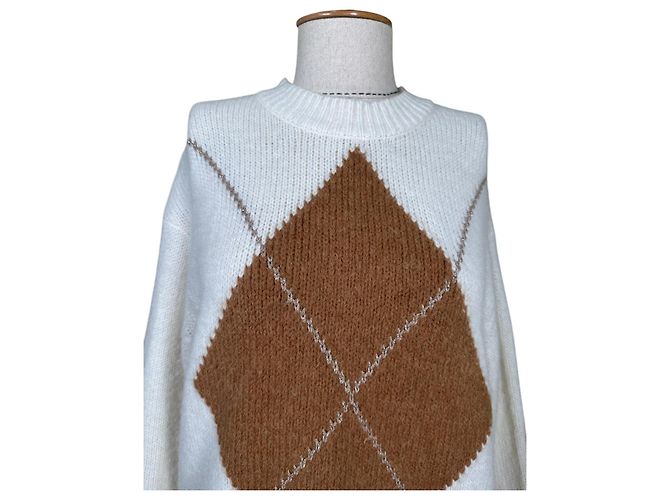 Autre Marque Jersey de punto Mos Mosh Zoom Diamond Ecru Marrón Multicolor - vista 2