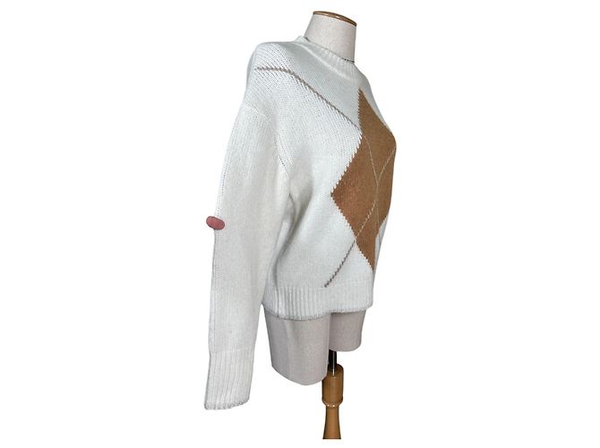 Autre Marque Jersey de punto Mos Mosh Zoom Diamond Ecru Marrón Multicolor - vista 3