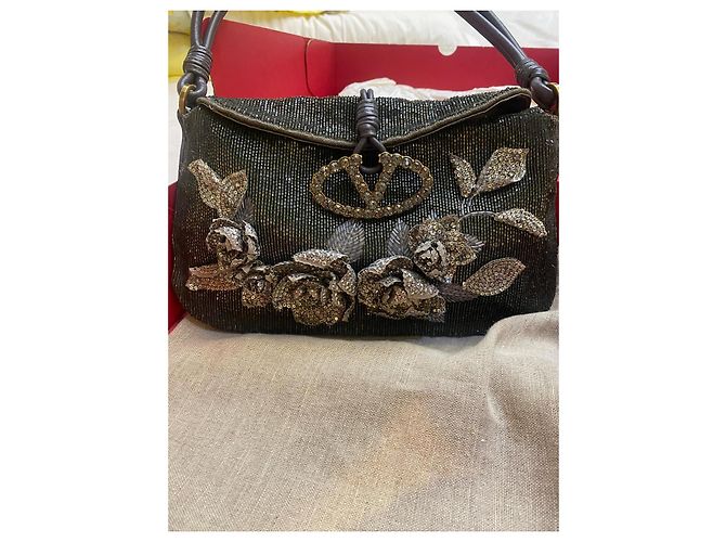 Borsa da sera Valentino Garavani Argento con paillettes Logo V Metallico - vista 2