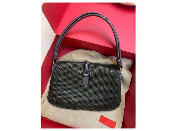 Borsa da sera Valentino Garavani Argento con paillettes Logo V Metallico - vista 5