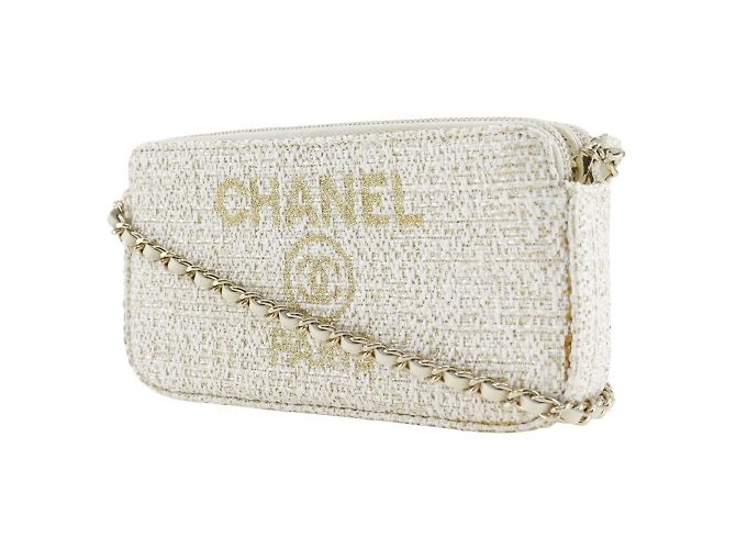 Borsa a spalla Chanel Deauville Chain Bianco - vista 2