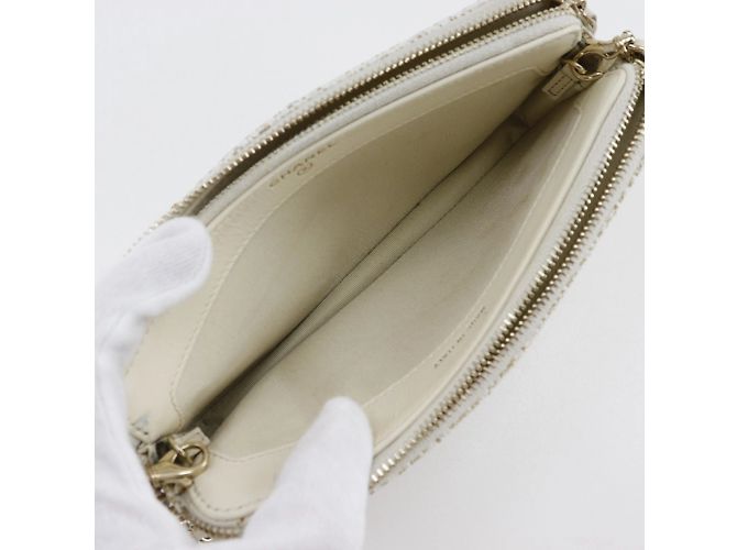 Borsa a spalla Chanel Deauville Chain Bianco - vista 5