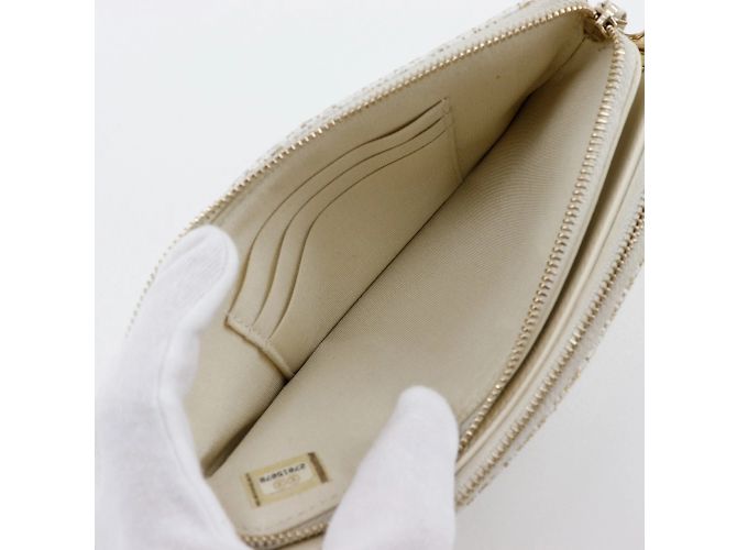 Borsa a spalla Chanel Deauville Chain Bianco - vista 6