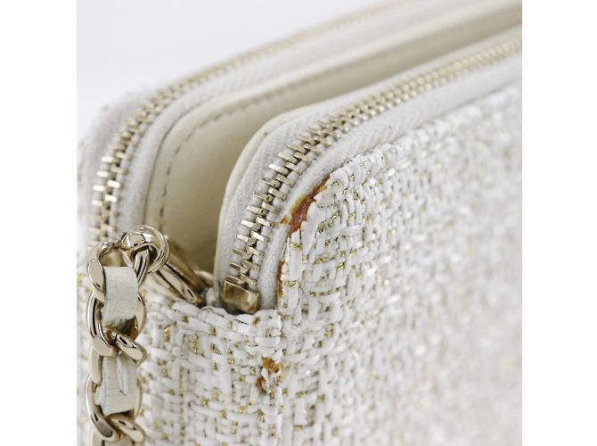 Borsa a spalla Chanel Deauville Chain Bianco - vista 9