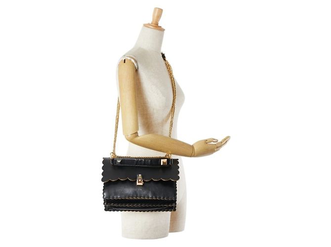 Borsa a Spalla Fendi Canai Chain Nero - vista 7