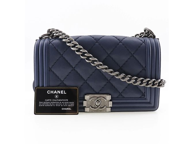 Borsa a Spalla Chanel Boy Blu navy - vista 13