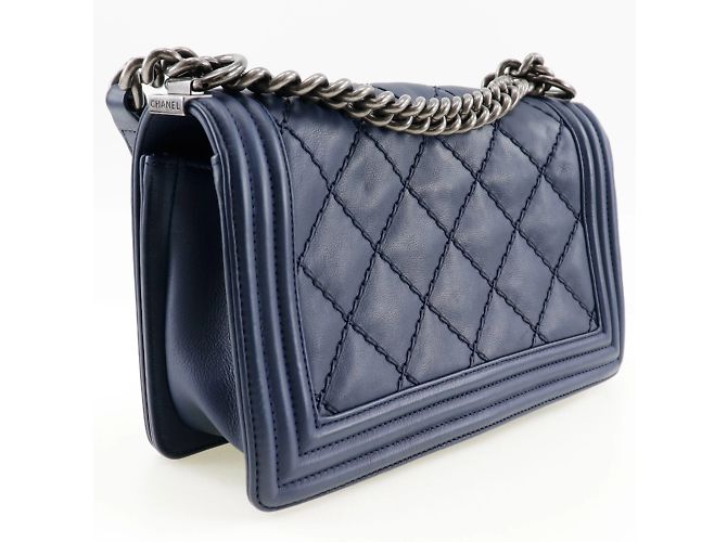 Borsa a Spalla Chanel Boy Blu navy - vista 3
