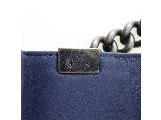 Borsa a Spalla Chanel Boy Blu navy - vista 6