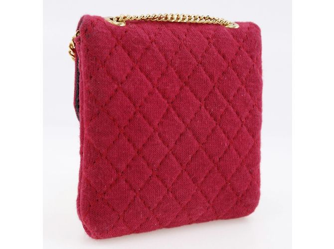 Borsa a spalla Chanel in microcotone rosa con catena - vista 3