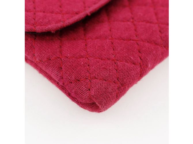 Borsa a spalla Chanel in microcotone rosa con catena - vista 4