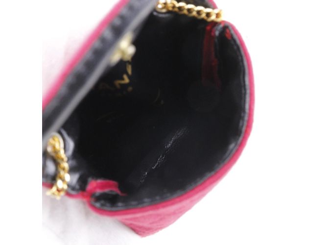 Borsa a spalla Chanel in microcotone rosa con catena - vista 5
