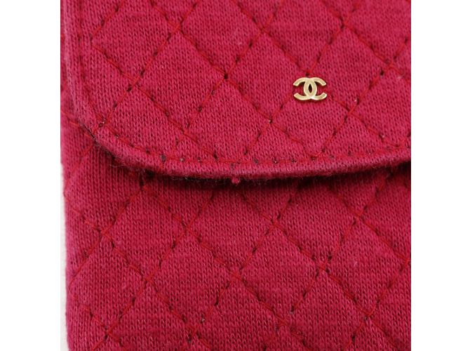 Borsa a spalla Chanel in microcotone rosa con catena - vista 6