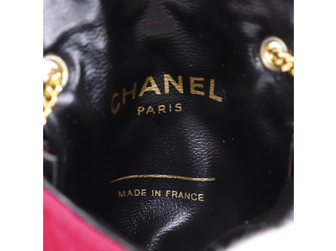 Borsa a spalla Chanel in microcotone rosa con catena - vista 8
