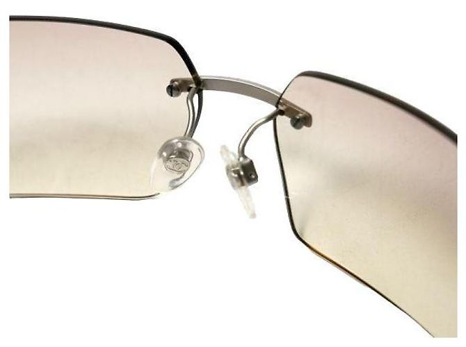 Chanel Sonnenbrille ohne Rand Silber CC Logo Strass - Ansicht 5