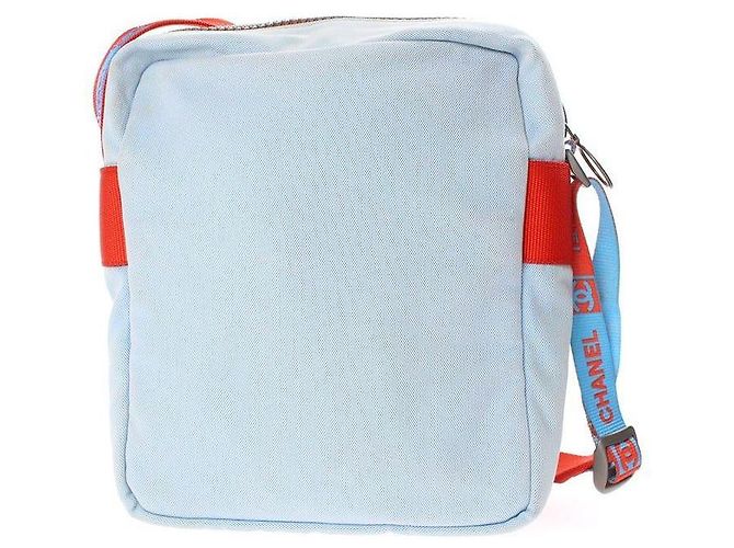 Borsa da viaggio Chanel Sport blu e arancione in poliestere - vista 2