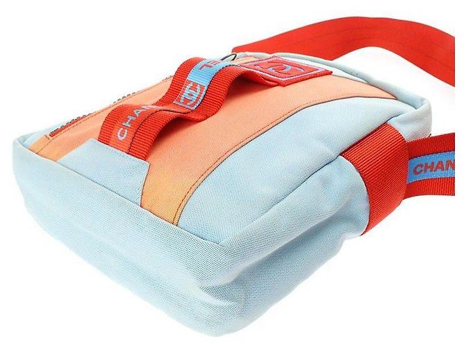 Borsa da viaggio Chanel Sport blu e arancione in poliestere - vista 6