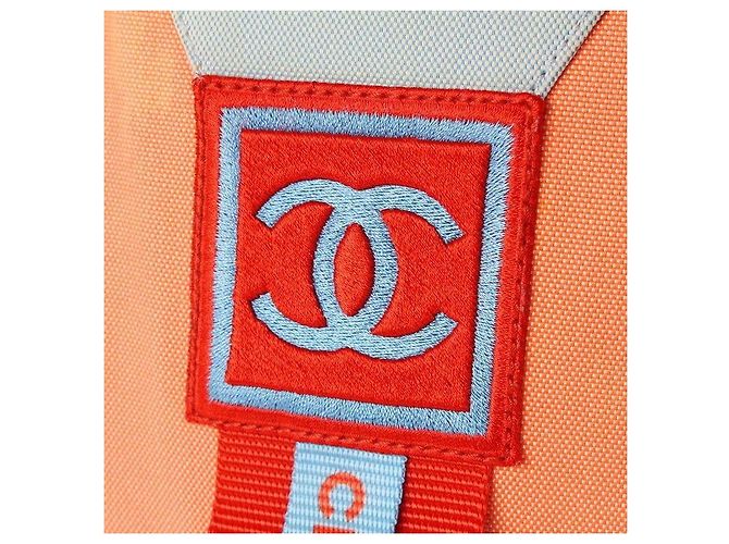 Borsa da viaggio Chanel Sport blu e arancione in poliestere - vista 7