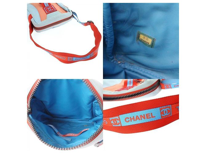 Borsa da viaggio Chanel Sport blu e arancione in poliestere - vista 8