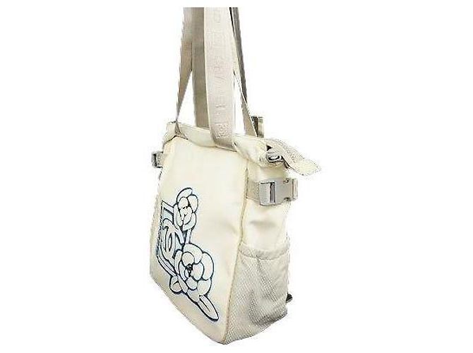 Borsa Tote Chanel Sport Bianca e Blu in Nylon Bianco - vista 2