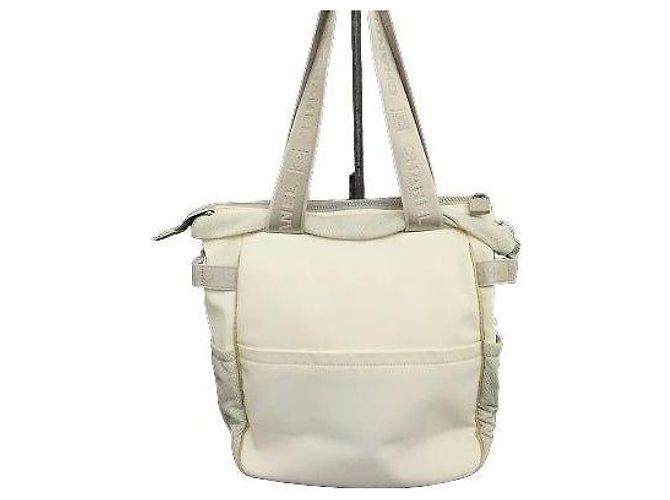 Borsa Tote Chanel Sport Bianca e Blu in Nylon Bianco - vista 3