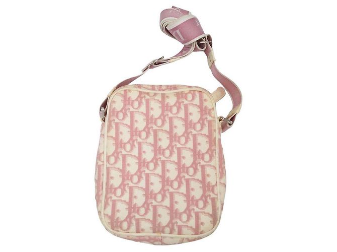 Christian Dior Mini Reisetasche Rosa Weiß Polyester Pink - Ansicht 2