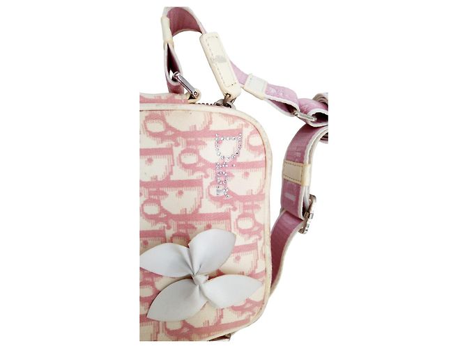 Christian Dior Mini Reisetasche Rosa Weiß Polyester Pink - Ansicht 3