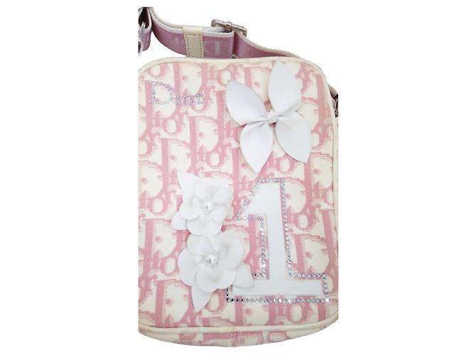Christian Dior Mini Reisetasche Rosa Weiß Polyester Pink - Ansicht 4